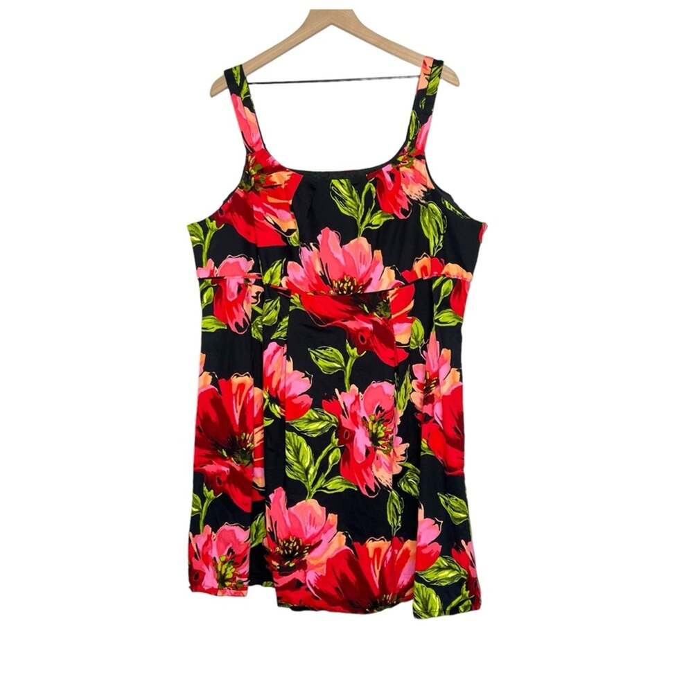 Lane Bryant Dress Plus Size 26 Sleeveless Empire Floral Colorful Pleats Dress